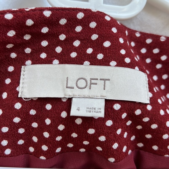 LOFT Red Polka Dot Dress size 4 - Picture 3 of 4